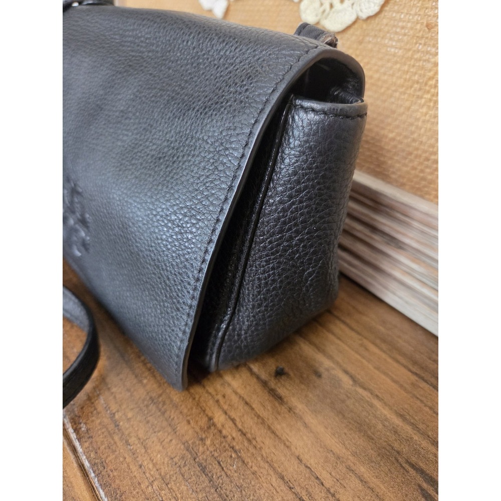 Tory Burch Black Pebbled Leather Thea Messenger Bag Flap Crossbody Purse Tassels - Picture 4 of 16